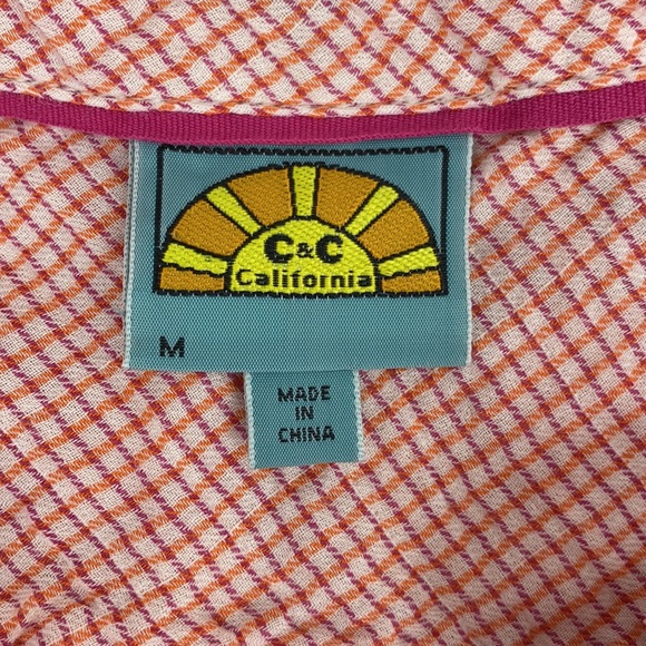 C&C California Raspberry Gingham Print Button Down Shirt - Picture 12 of 14